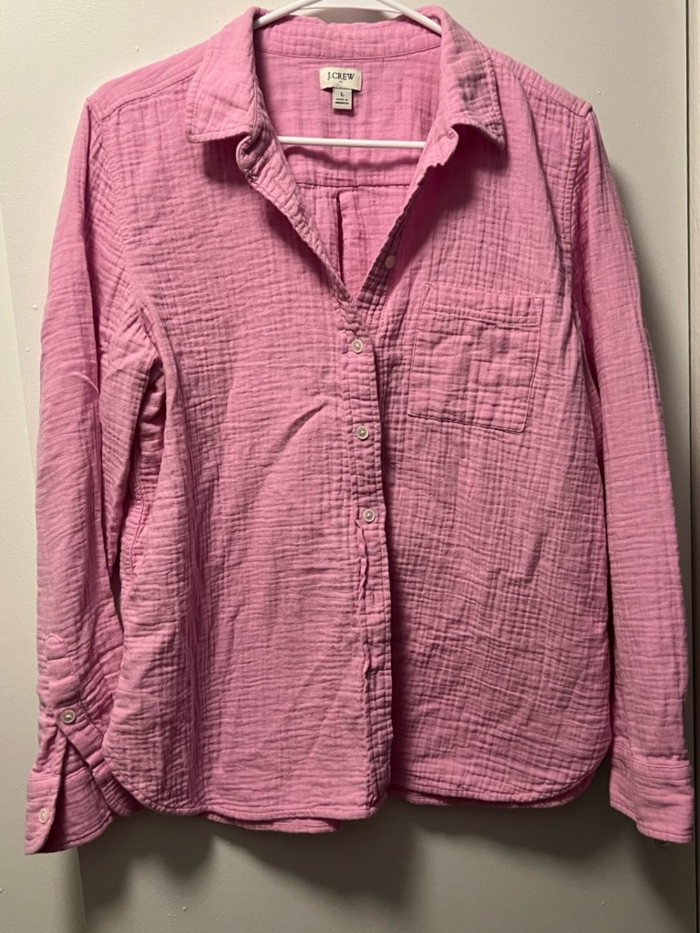 J. Crew Bubblegum Pink Gauze Button-Front Shirt